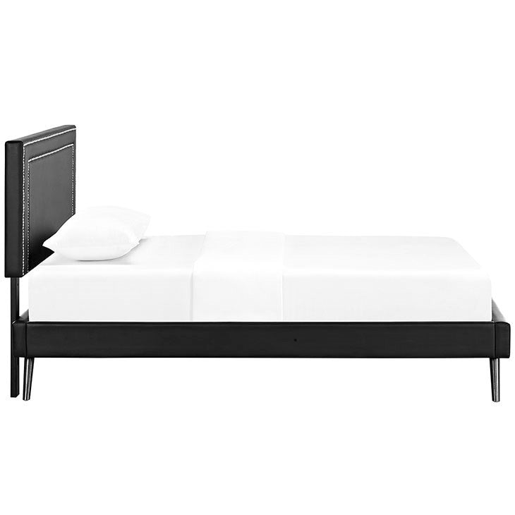Modway Furniture Modern Jessamine Twin Vinyl Platform Bed with Round Splayed Legs-Minimal & Modern