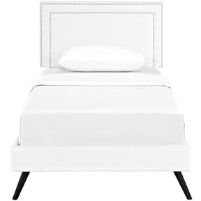 Modway Furniture Modern Jessamine Twin Vinyl Platform Bed with Round Splayed Legs-Minimal & Modern