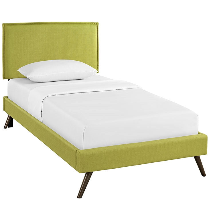 Modway Furniture Modern Camille Twin Fabric Platform Bed with Round Splayed Legs-Minimal & Modern