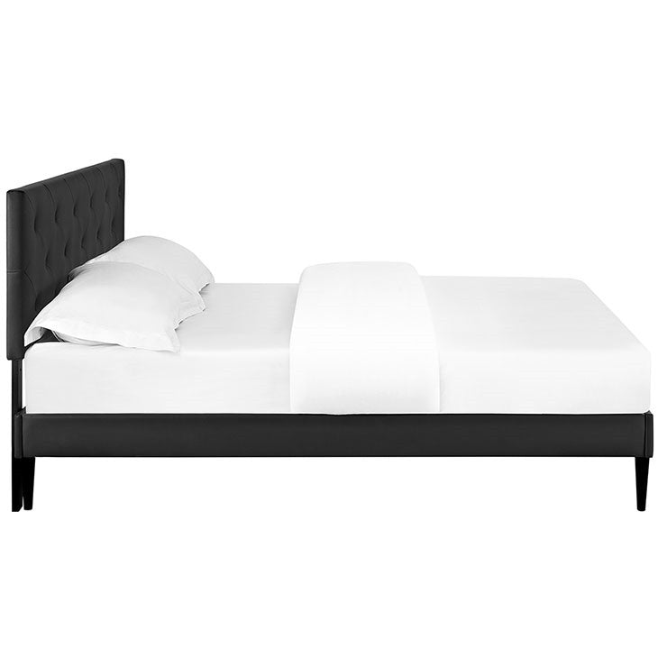 Modway Furniture Modern Terisa Queen Vinyl Platform Bed with Round Tapered Legs-Minimal & Modern