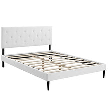 Modway Furniture Modern Terisa Queen Vinyl Platform Bed with Round Tapered Legs-Minimal & Modern