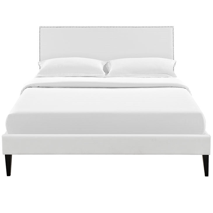Modway Furniture Modern Phoebe Queen Vinyl Platform Bed with Squared Tapered Legs-Minimal & Modern
