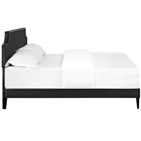 Modway Furniture Modern Laura Queen Vinyl Platform Bed with Squared Tapered Legs-Minimal & Modern