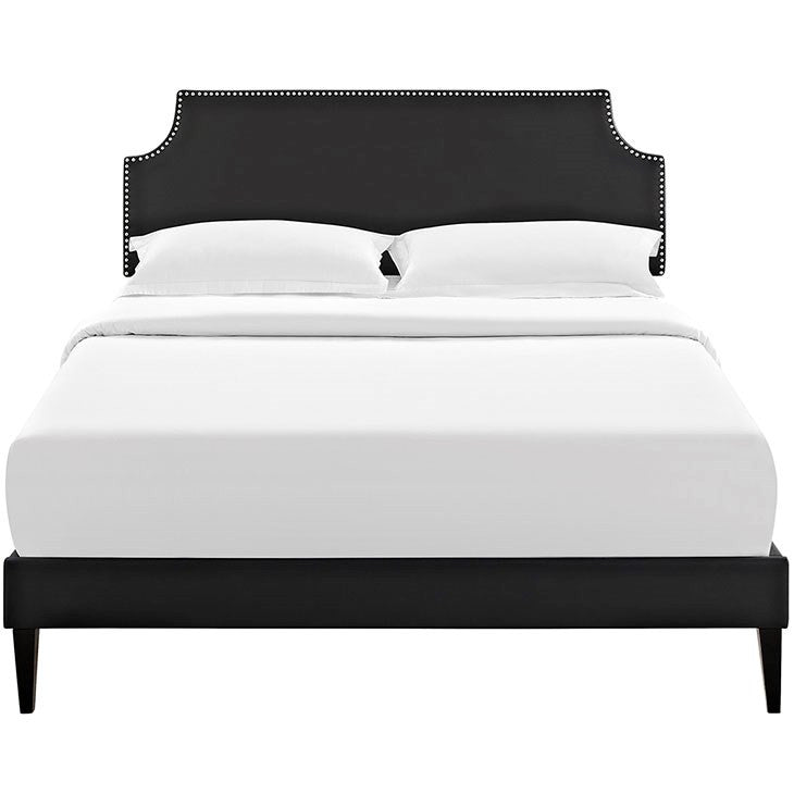 Modway Furniture Modern Laura Queen Vinyl Platform Bed with Squared Tapered Legs-Minimal & Modern