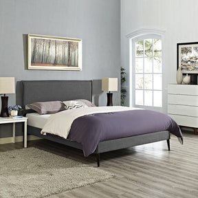 Modway Furniture Modern Camille Full Fabric Platform Bed with Round Tapered Legs-Minimal & Modern