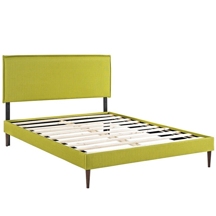 Modway Furniture Modern Camille Full Fabric Platform Bed with Round Tapered Legs-Minimal & Modern