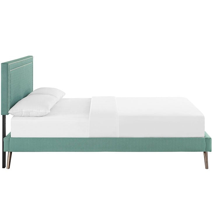 Modway Furniture Modern Jessamine Full Fabric Platform Bed with Round Splayed Legs-Minimal & Modern