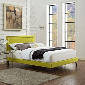 Modway Furniture Modern Jessamine Full Fabric Platform Bed with Round Splayed Legs-Minimal & Modern