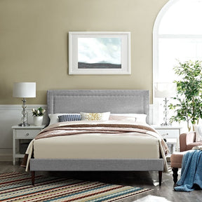 Modway Furniture Modern Jessamine Full Fabric Platform Bed with Round Tapered Legs-Minimal & Modern