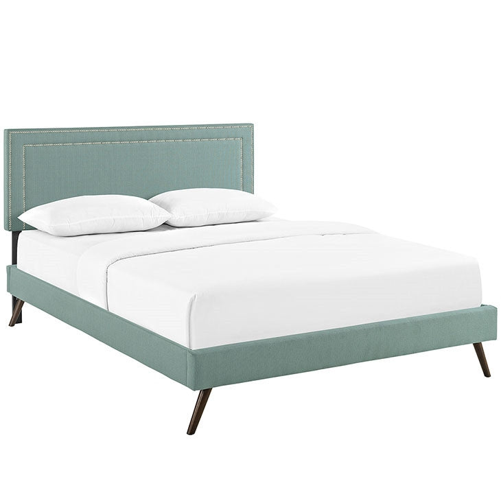 Modway Furniture Modern Jessamine Queen Fabric Platform Bed with Round Splayed Legs-Minimal & Modern