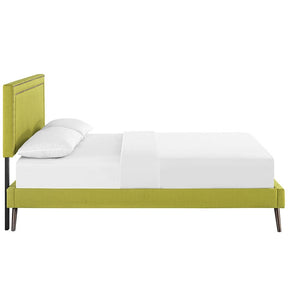Modway Furniture Modern Jessamine Queen Fabric Platform Bed with Round Splayed Legs-Minimal & Modern