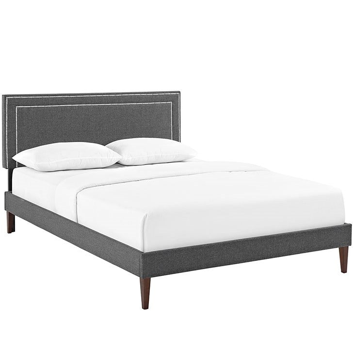 Modway Furniture Modern Jessamine Queen Fabric Platform Bed with Squared Tapered Legs-Minimal & Modern