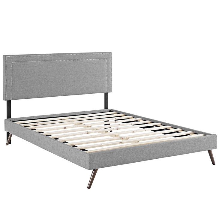 Modway Furniture Modern Jessamine King Fabric Platform Bed with Round Splayed Legs-Minimal & Modern