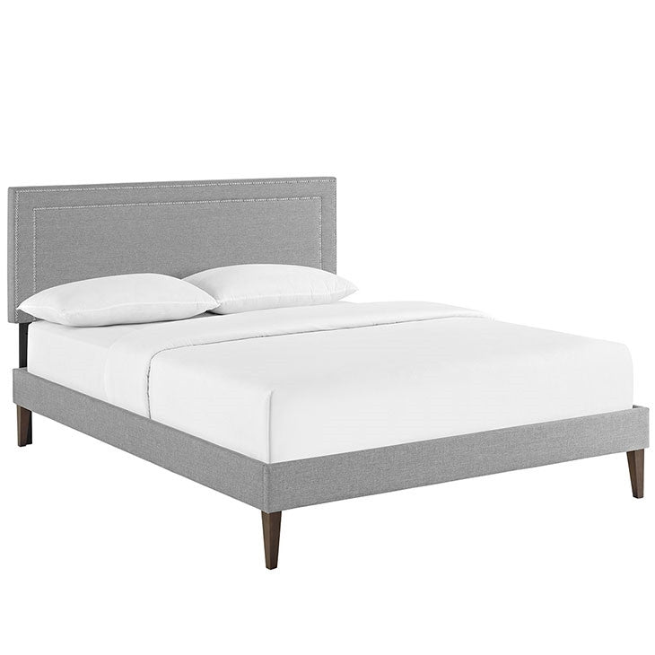 Modway Furniture Modern Jessamine King Fabric Platform Bed with Squared Tapered Legs-Minimal & Modern