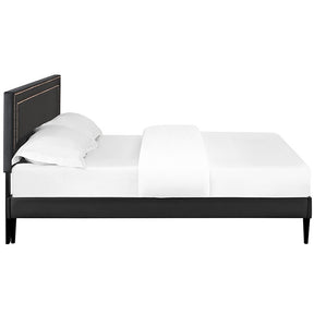 Modway Furniture Modern Jessamine King Vinyl Platform Bed with Round Tapered Legs-Minimal & Modern