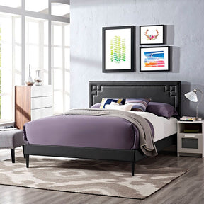 Modway Furniture Modern Josie Full Vinyl Platform Bed with Round Tapered Legs-Minimal & Modern