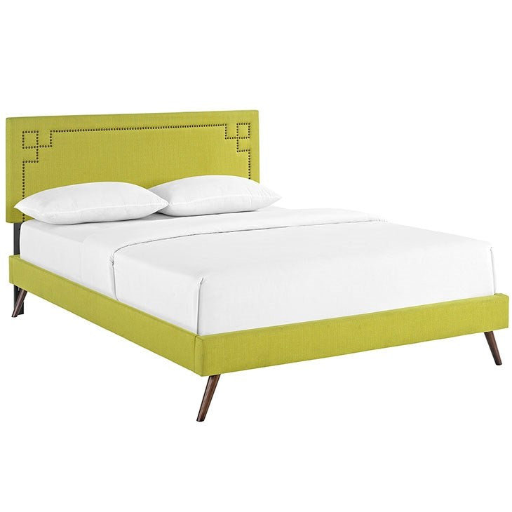 Modway Furniture Modern Josie King Fabric Platform Bed with Round Splayed Legs-Minimal & Modern
