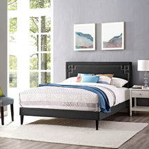 Modway Furniture Modern Josie King Vinyl Platform Bed with Squared Tapered Legs-Minimal & Modern