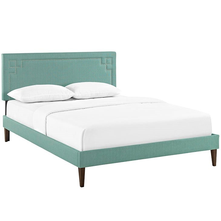 Modway Furniture Modern Josie King Fabric Platform Bed with Squared Tapered Legs-Minimal & Modern