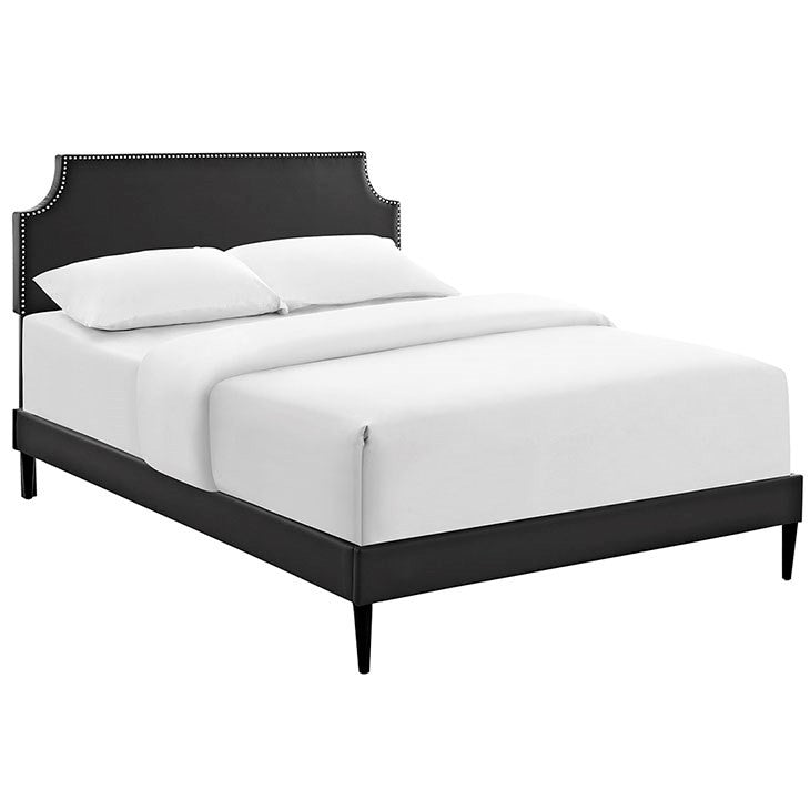 Modway Furniture Modern Laura Full Vinyl Platform Bed with Round Tapered Legs-Minimal & Modern