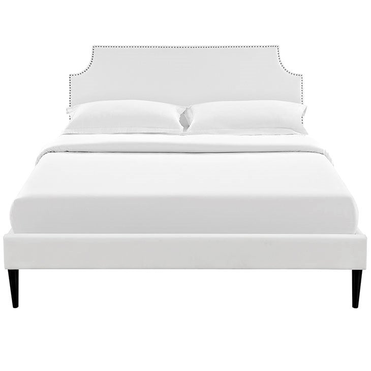 Modway Furniture Modern Laura Full Vinyl Platform Bed with Round Tapered Legs-Minimal & Modern