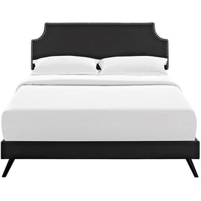 Modway Furniture Modern Laura Queen Vinyl Platform Bed with Round Splayed Legs-Minimal & Modern