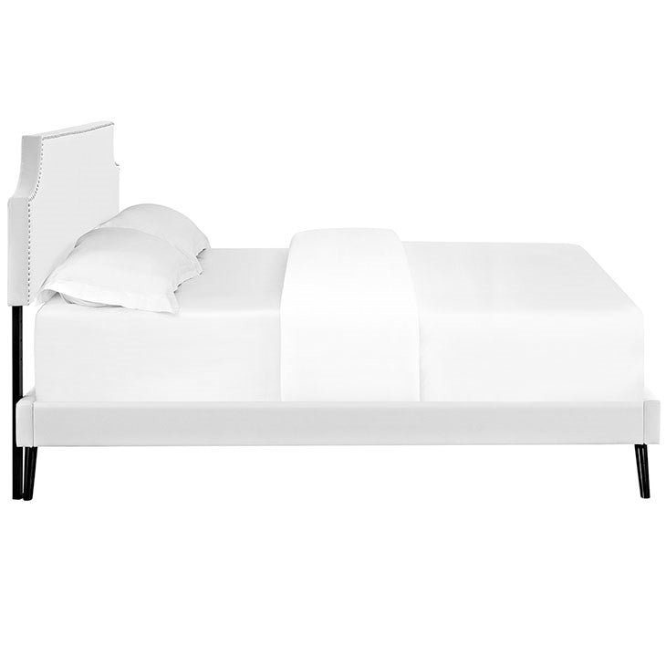 Modway Furniture Modern Laura Queen Vinyl Platform Bed with Round Splayed Legs-Minimal & Modern