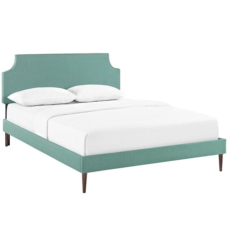 Modway Furniture Modern Laura Queen Fabric Platform Bed with Round Tapered Legs-Minimal & Modern