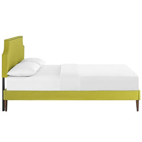Modway Furniture Modern Laura Queen Fabric Platform Bed with Round Tapered Legs-Minimal & Modern