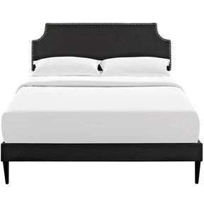 Modway Furniture Modern Laura King Vinyl Platform Bed with Round Tapered Legs-Minimal & Modern