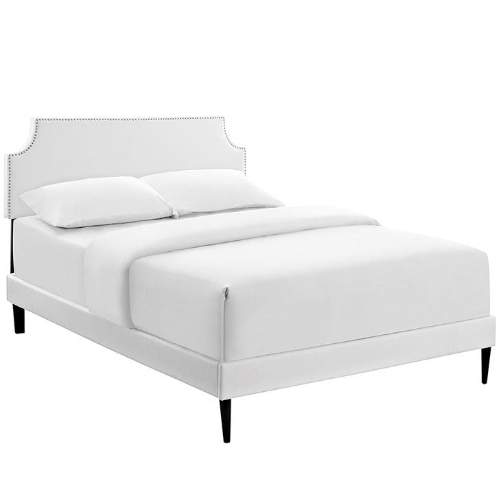 Modway Furniture Modern Laura King Vinyl Platform Bed with Round Tapered Legs-Minimal & Modern
