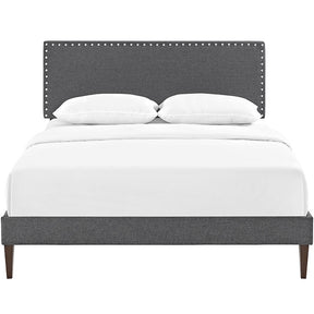 Modway Furniture Modern Phoebe Full Fabric Platform Bed with Squared Tapered Legs-Minimal & Modern