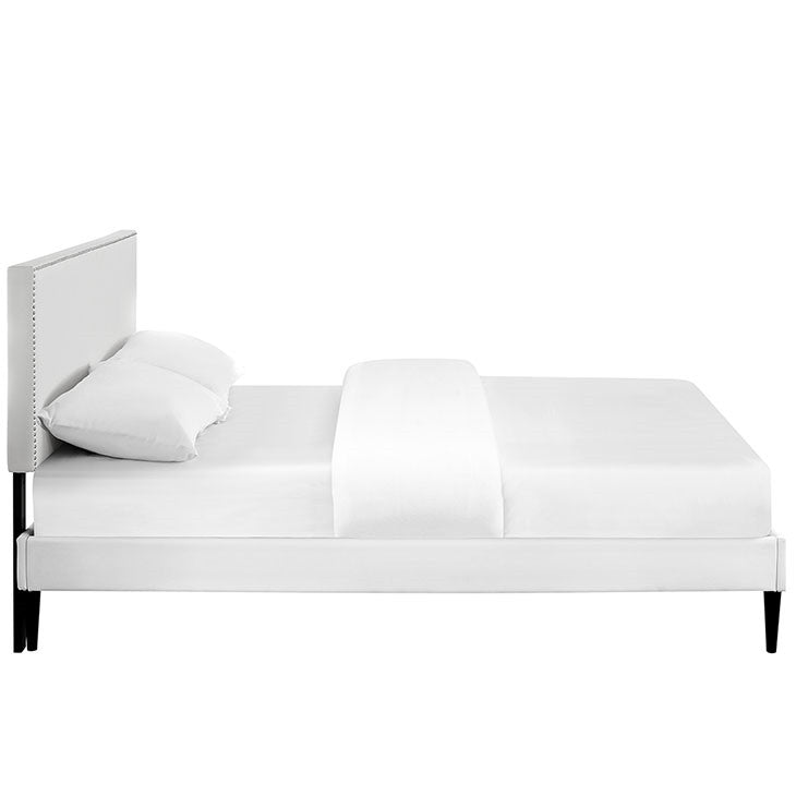Modway Furniture Modern Phoebe Full Vinyl Platform Bed with Round Tapered Legs-Minimal & Modern