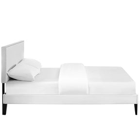 Modway Furniture Modern Phoebe King Vinyl Platform Bed with Squared Tapered Legs-Minimal & Modern