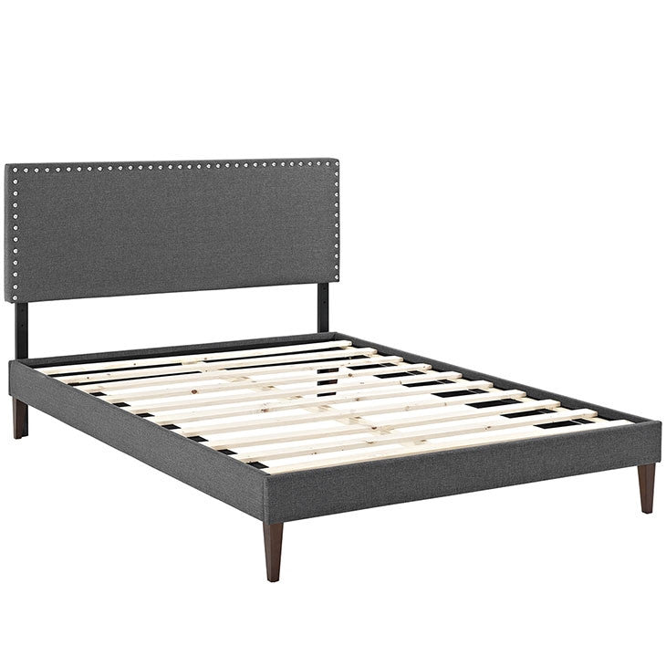 Modway Furniture Modern Phoebe King Fabric Platform Bed with Squared Tapered Legs-Minimal & Modern