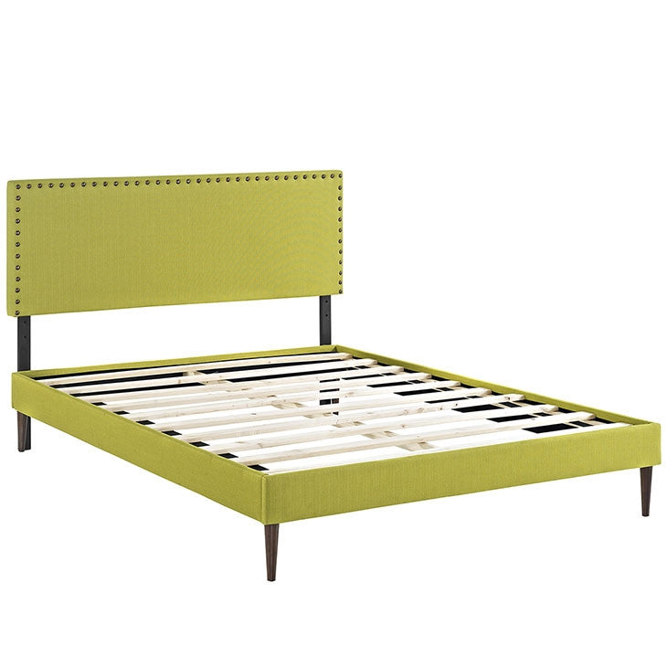 Modway Furniture Modern Phoebe King Fabric Platform Bed with Round Tapered Legs-Minimal & Modern