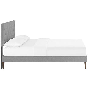 Modway Furniture Modern Terisa Full Fabric Platform Bed with Round Tapered Legs-Minimal & Modern