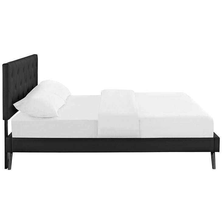 Modway Furniture Modern Terisa Queen Vinyl Platform Bed with Round Splayed Legs-Minimal & Modern