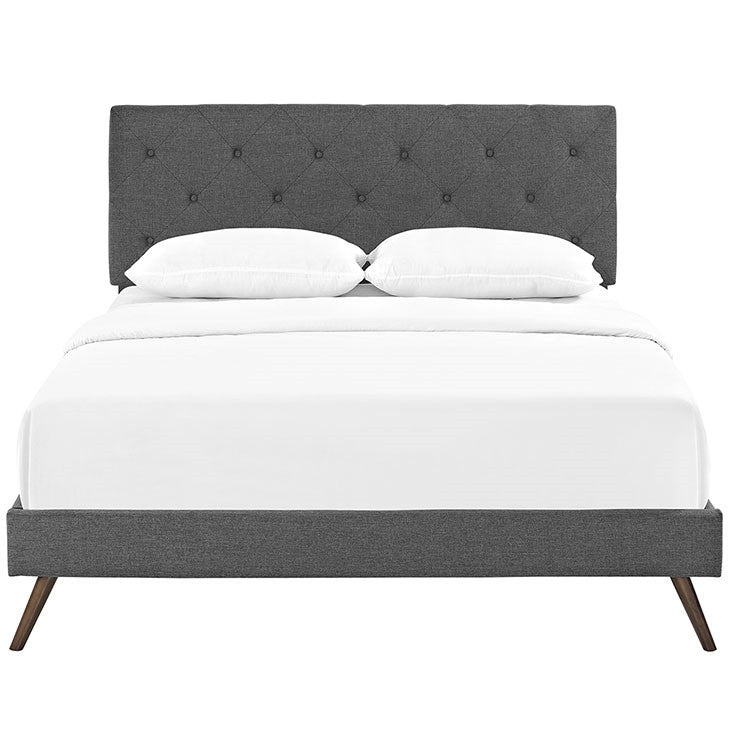 Modway Furniture Modern Terisa Queen Fabric Platform Bed with Round Splayed Legs-Minimal & Modern