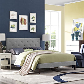 Modway Furniture Modern Terisa Queen Fabric Platform Bed with Squared Tapered Legs-Minimal & Modern