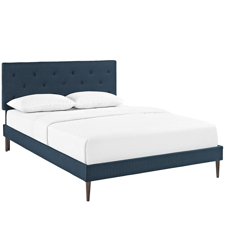 Modway Furniture Modern Terisa Queen Fabric Platform Bed with Round Tapered Legs-Minimal & Modern