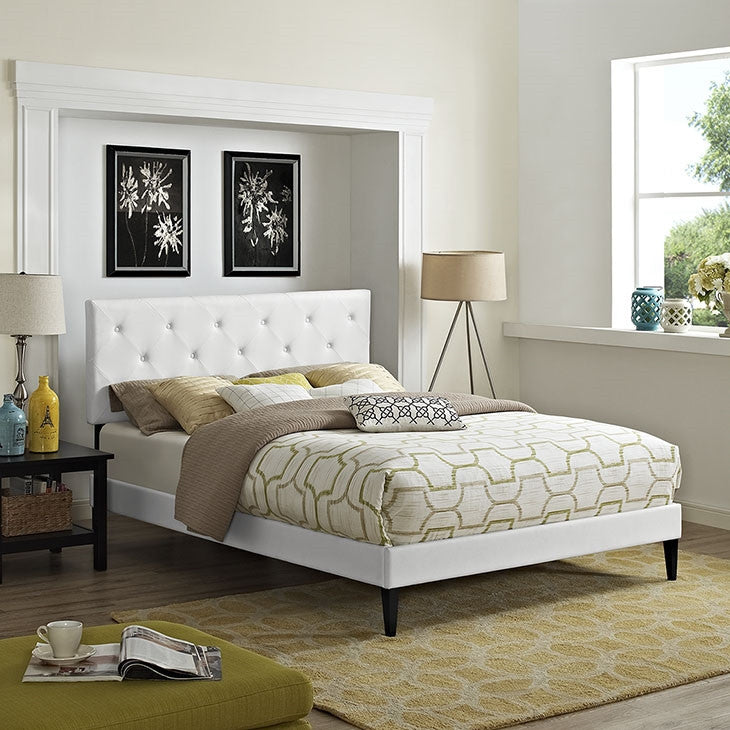 Modway Furniture Modern Terisa King Vinyl Platform Bed with Squared Tapered Legs-Minimal & Modern