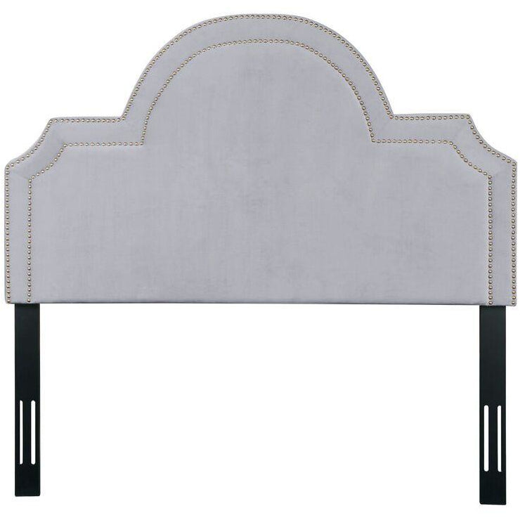 TOV Furniture Modern Laylah Queen Headboard In Grey Velvet-Minimal & Modern