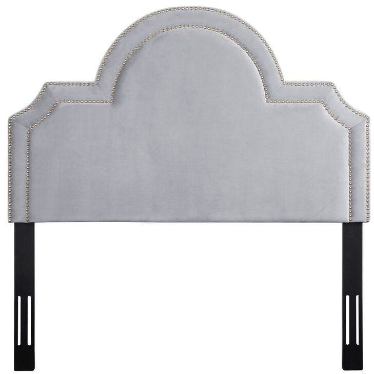 TOV Furniture Modern Laylah Full Headboard In Grey Velvet-Minimal & Modern