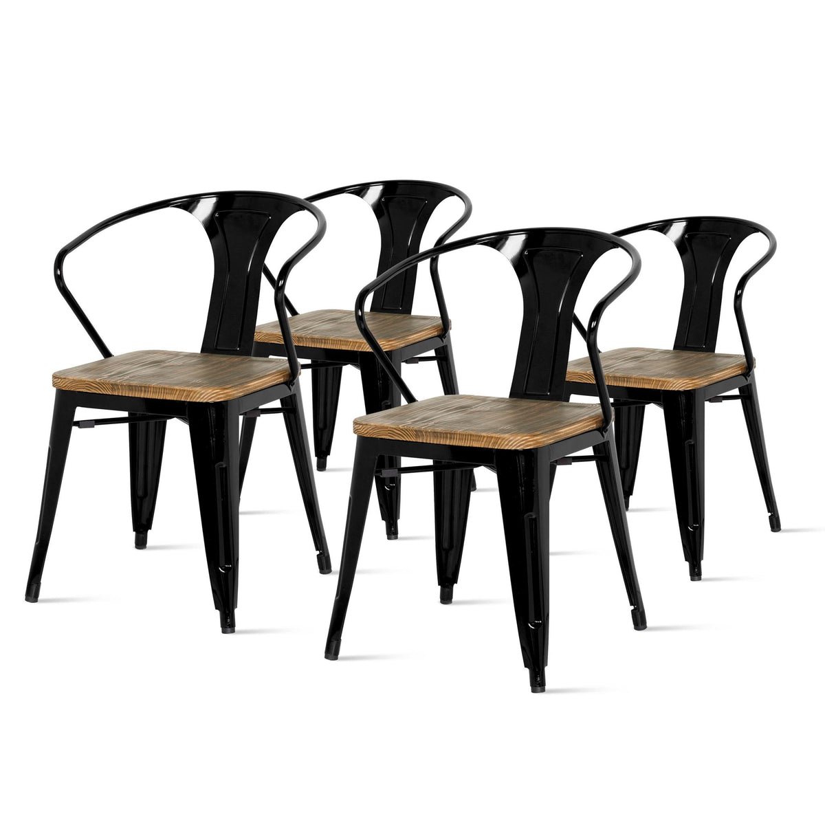 Metropolis Metal Arm Chair (Set of 4) by New Pacific Direct - 938730
