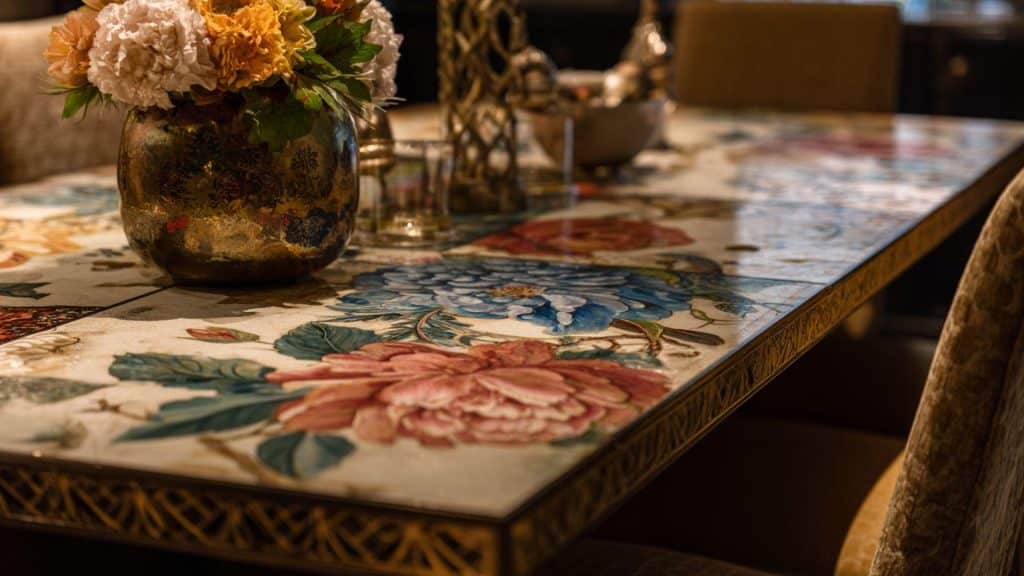 Decoupage Tabletop with Fabric or Paper