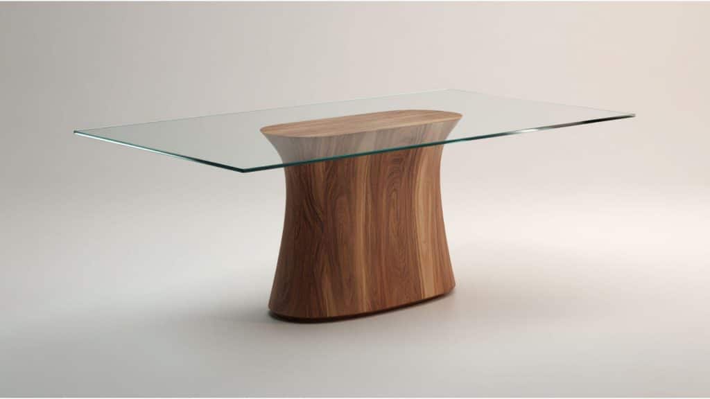 Glass Top Dining Table with a Wooden Base