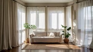 Light, Unfussy Drapery to Reduce Visual Weight