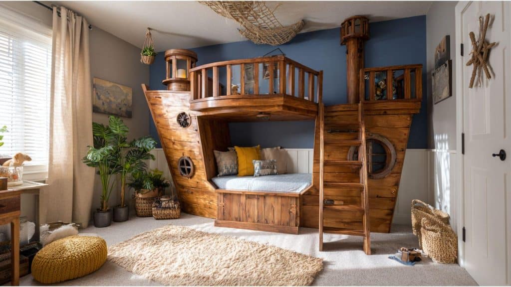 Playful Pirate Ship Bed