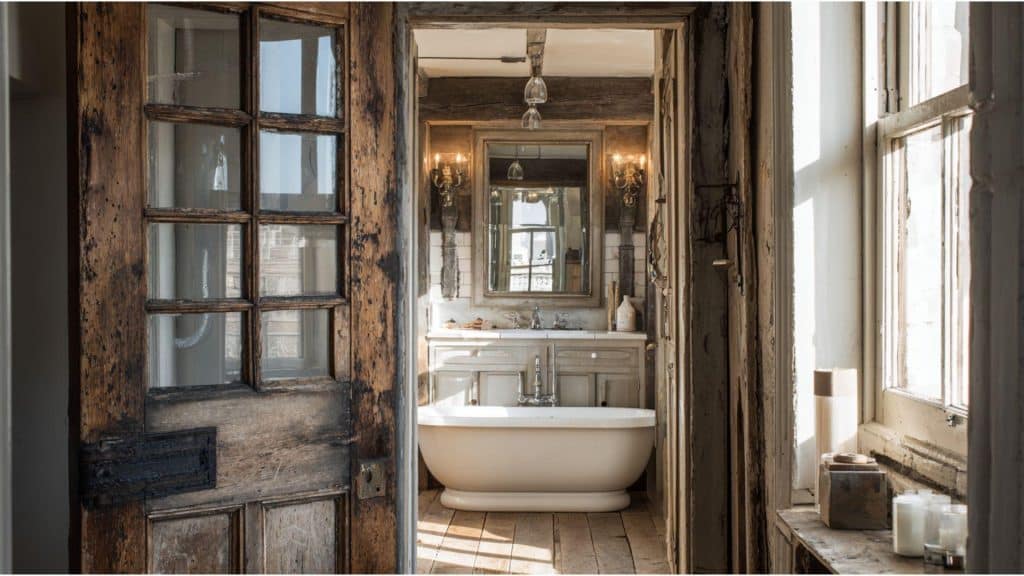 Salvaged Window Frame Door